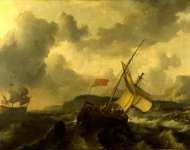 Ludolf Bakhuizen - An English Vessel and a Man-of-war in a Rough Sea